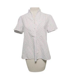 vintage Pinkettes blouse size Medium white hearts dandelion whisps